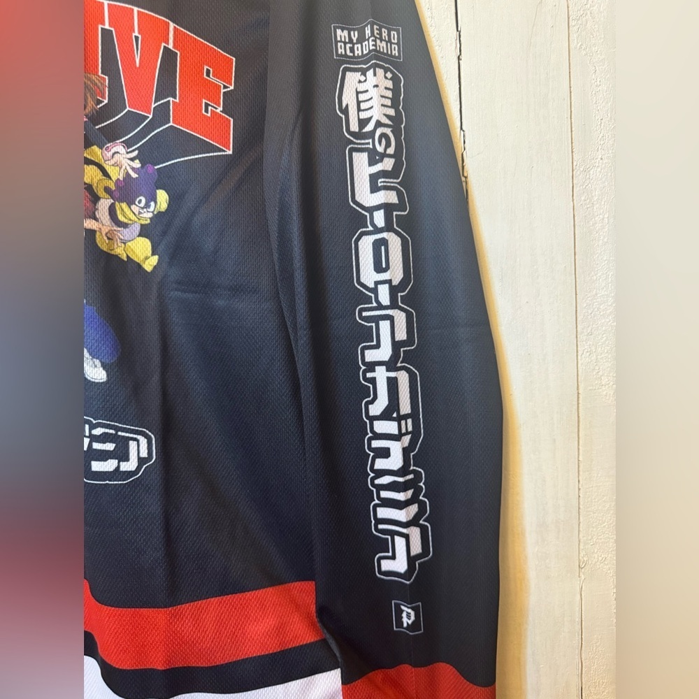NWT - Primitive Skateboards Shirt My Hero Academia Hockey Jersey Black Sz Medium - Picture 5 of 6